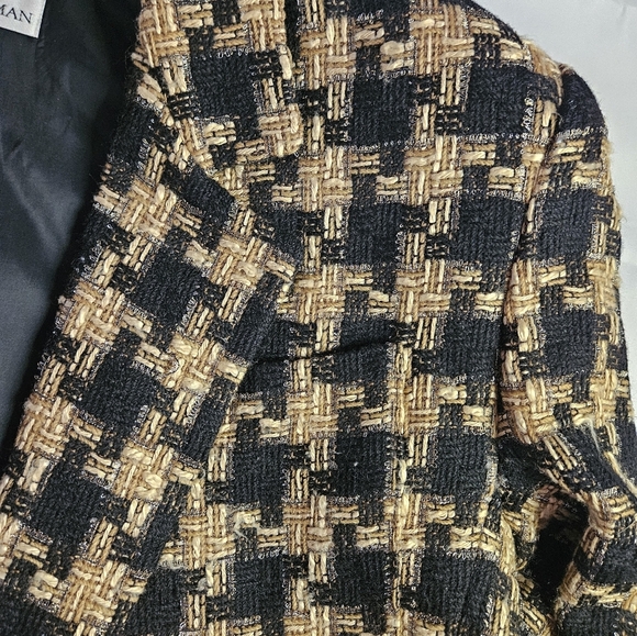 Dana Buchman Womens Brown/Black Houndstooth Jacket With 2 Button Closure Size 10 - Picture 4 of 11